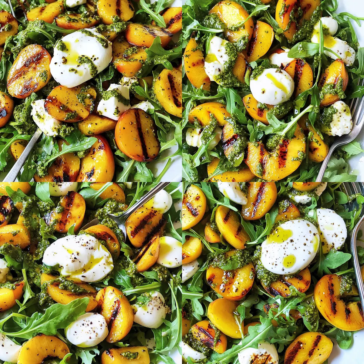 Grilled Peach Salad with Mint Pesto