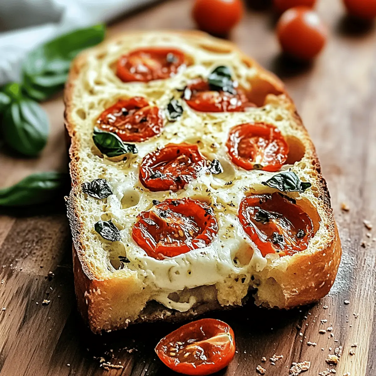 Cheesy Caprese Bread with Tomato & Basil