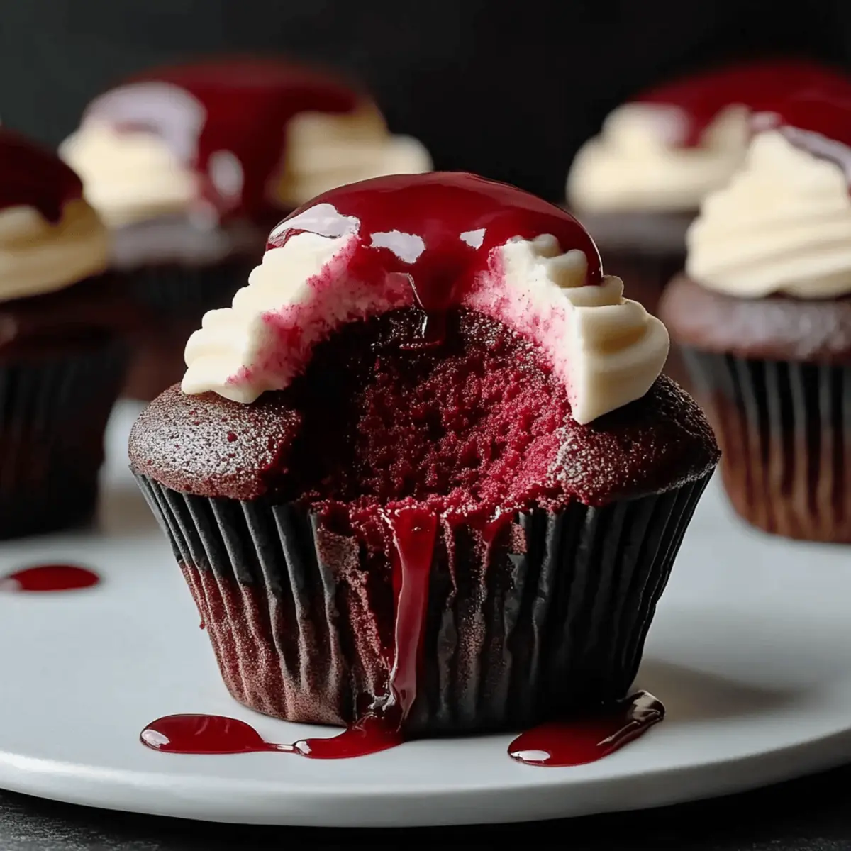 Halloween Vampire Bite Cupcakes