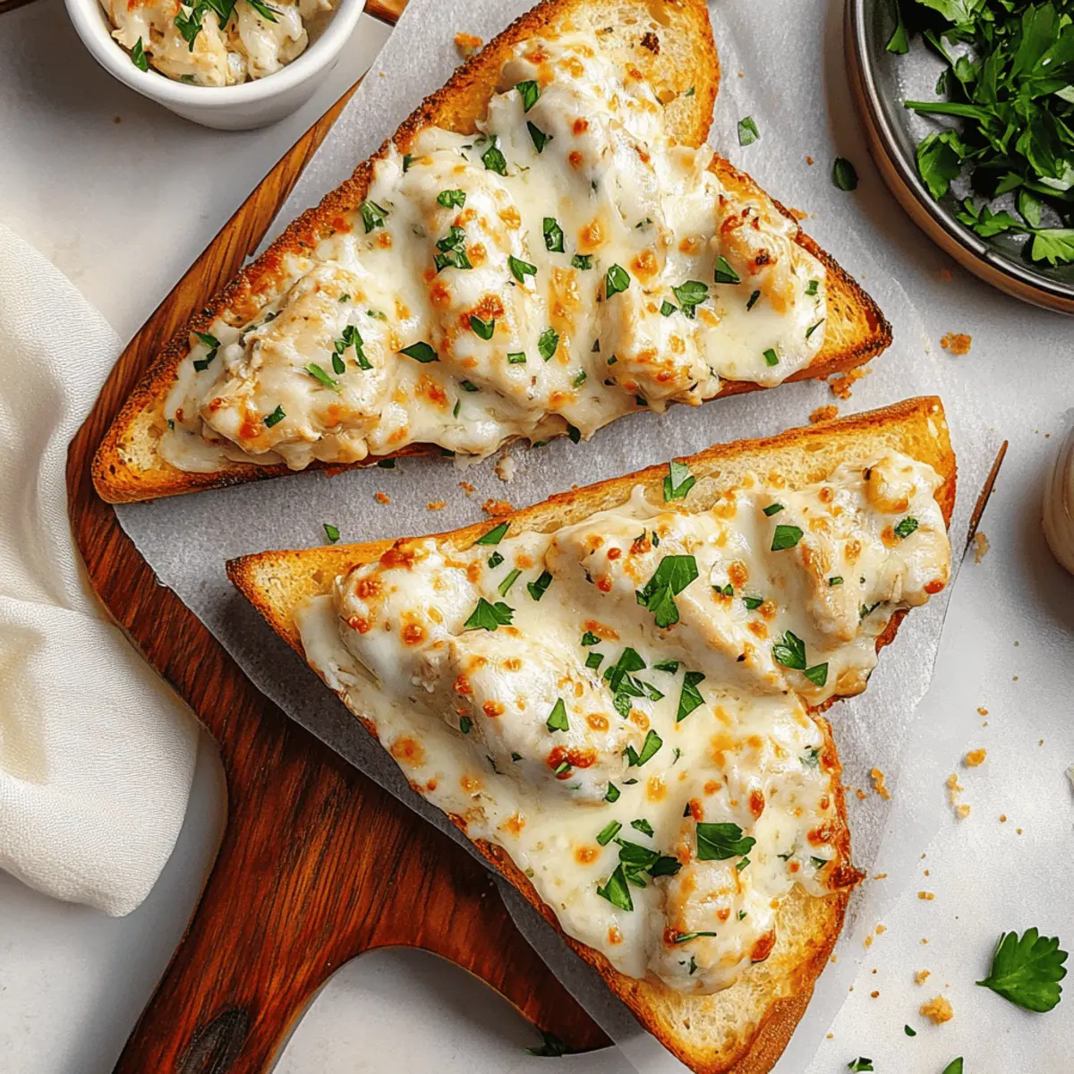 Chicken Alfredo Garlic Bread