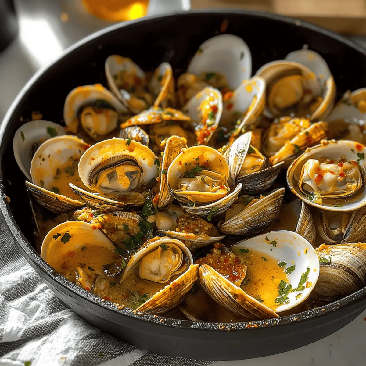 Spicy Garlic Butter Clams