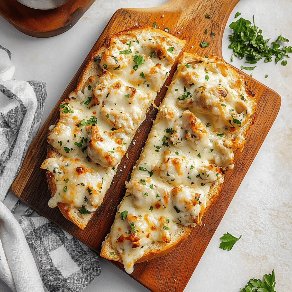Chicken Alfredo Garlic Bread