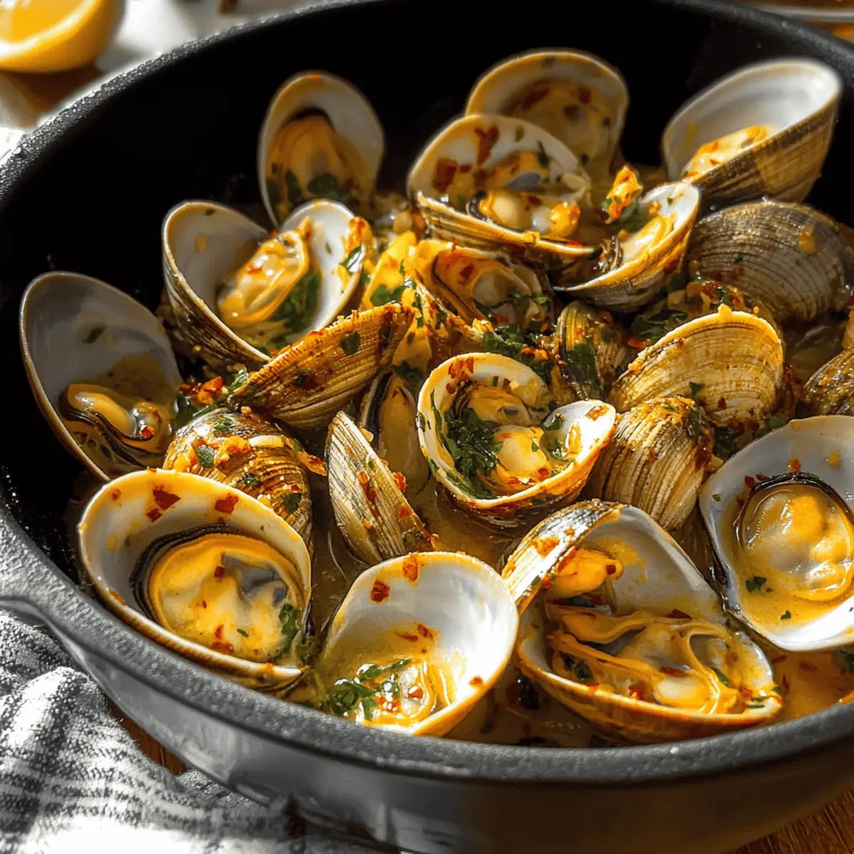 Spicy Garlic Butter Clams