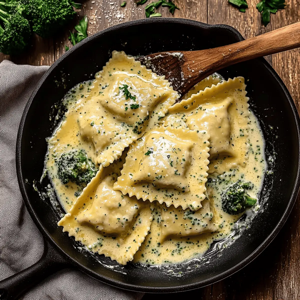 Broccoli Alfredo Ravioli