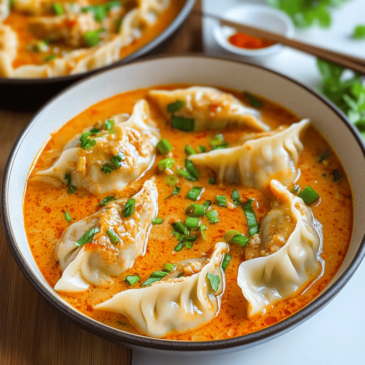 Thai-Style Soup Dumplings in Red Curry Sauce