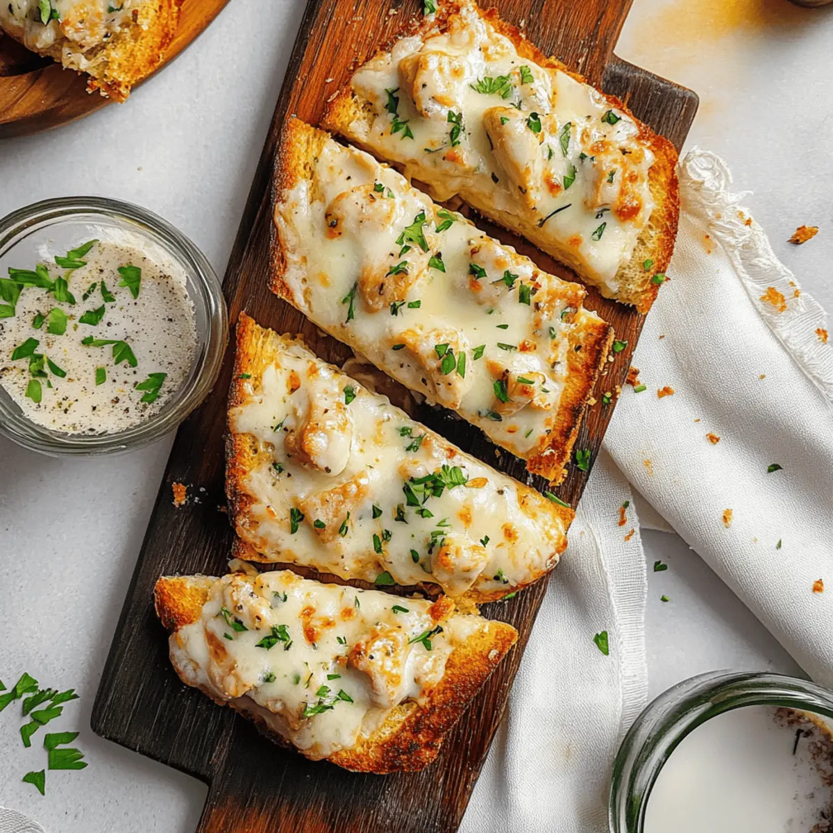 Chicken Alfredo Garlic Bread