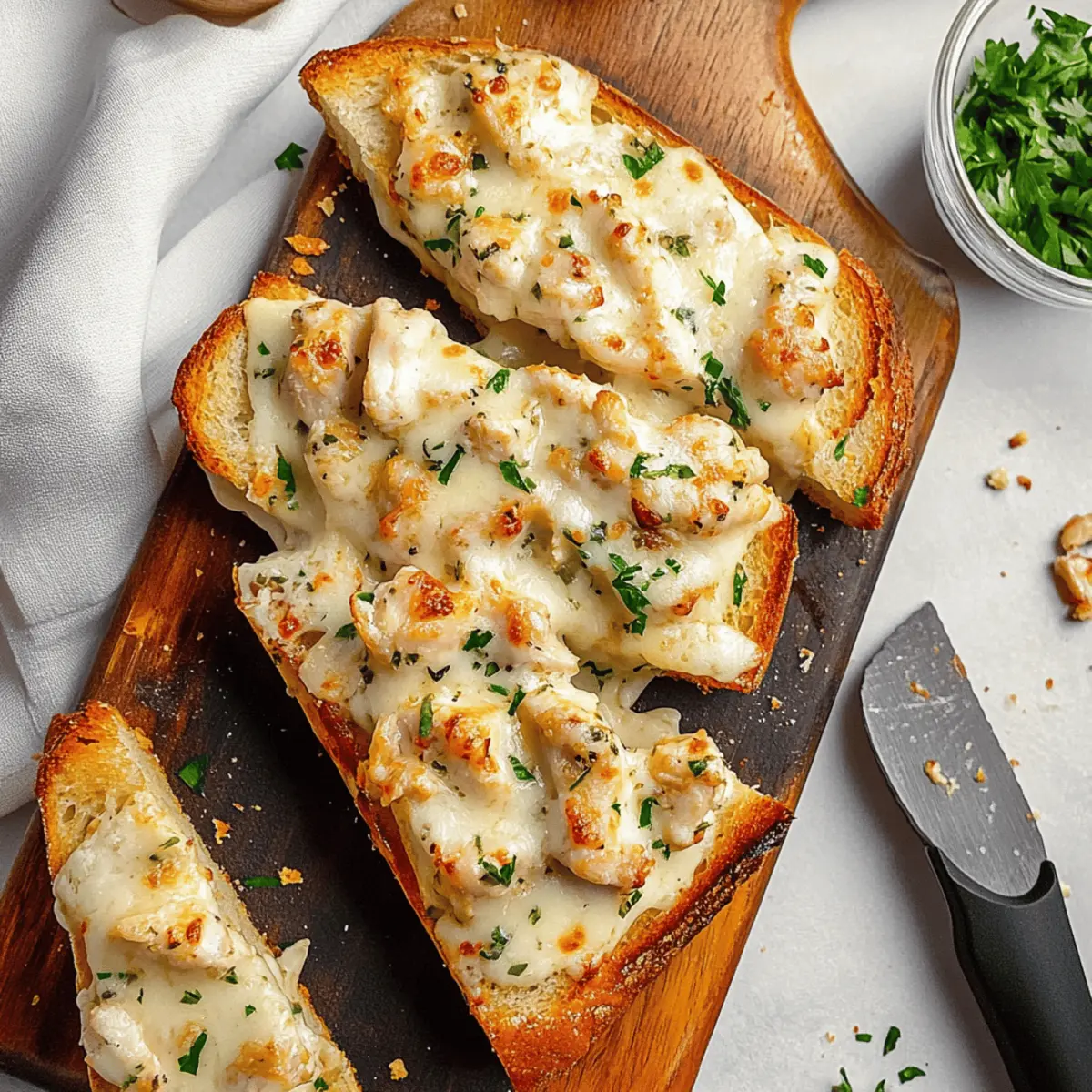 Chicken Alfredo Garlic Bread