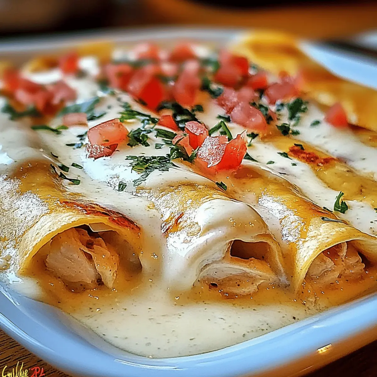 Chicken Enchiladas with Sour Cream White Sauce