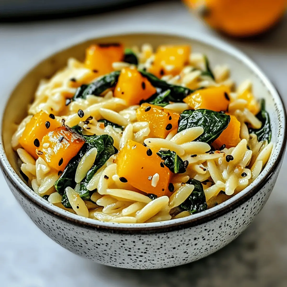 Creamy Orzo with Roasted Butternut Squash and Spinach