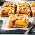 Creamy Peach Crumble Dessert Bars