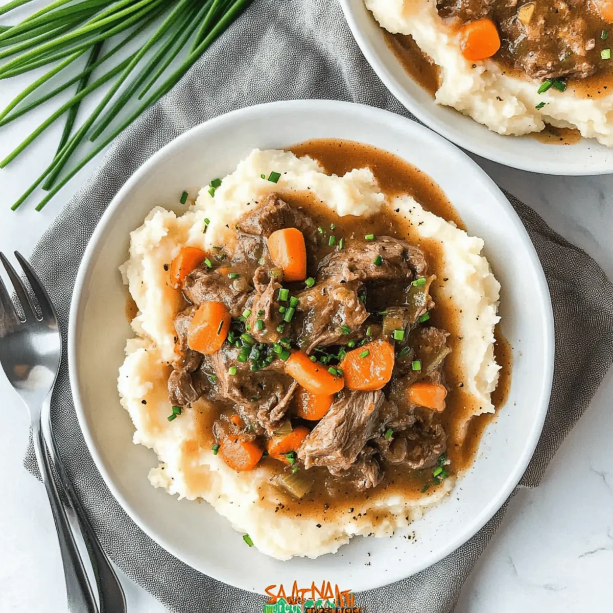 Fall Apple Cider Stew over Mashed Potatoes
