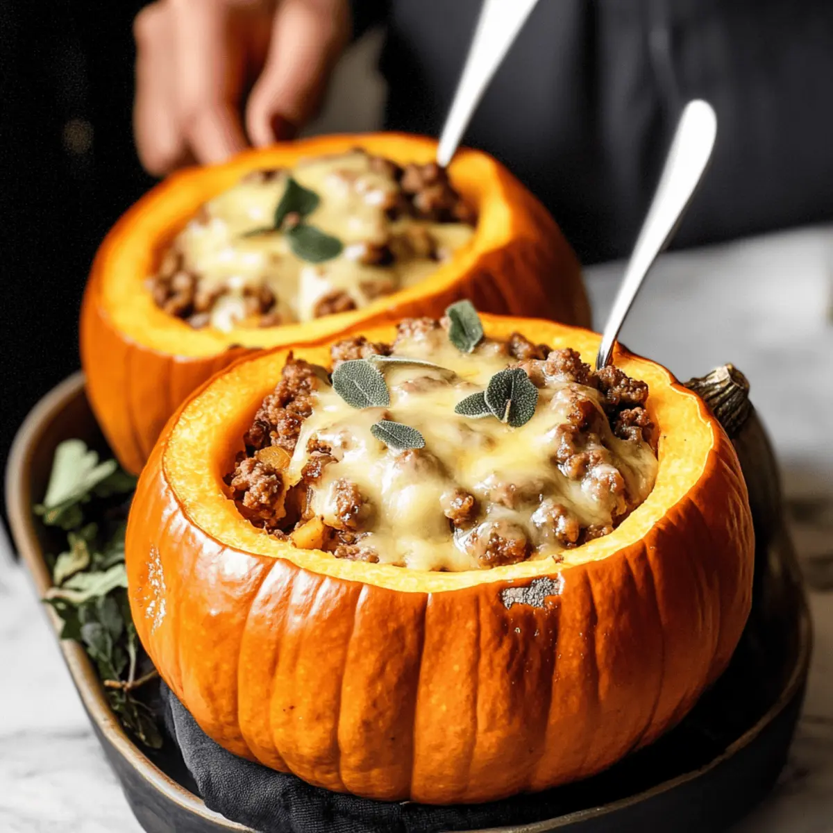 Ground Turkey & Brown Butter Sage Stuffed Pumpkins