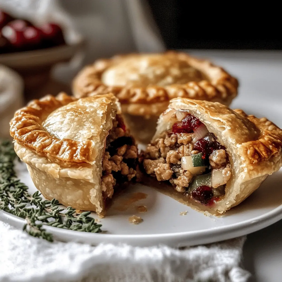 Mini Thanksgiving Turkey & Cranberry Pot Pies