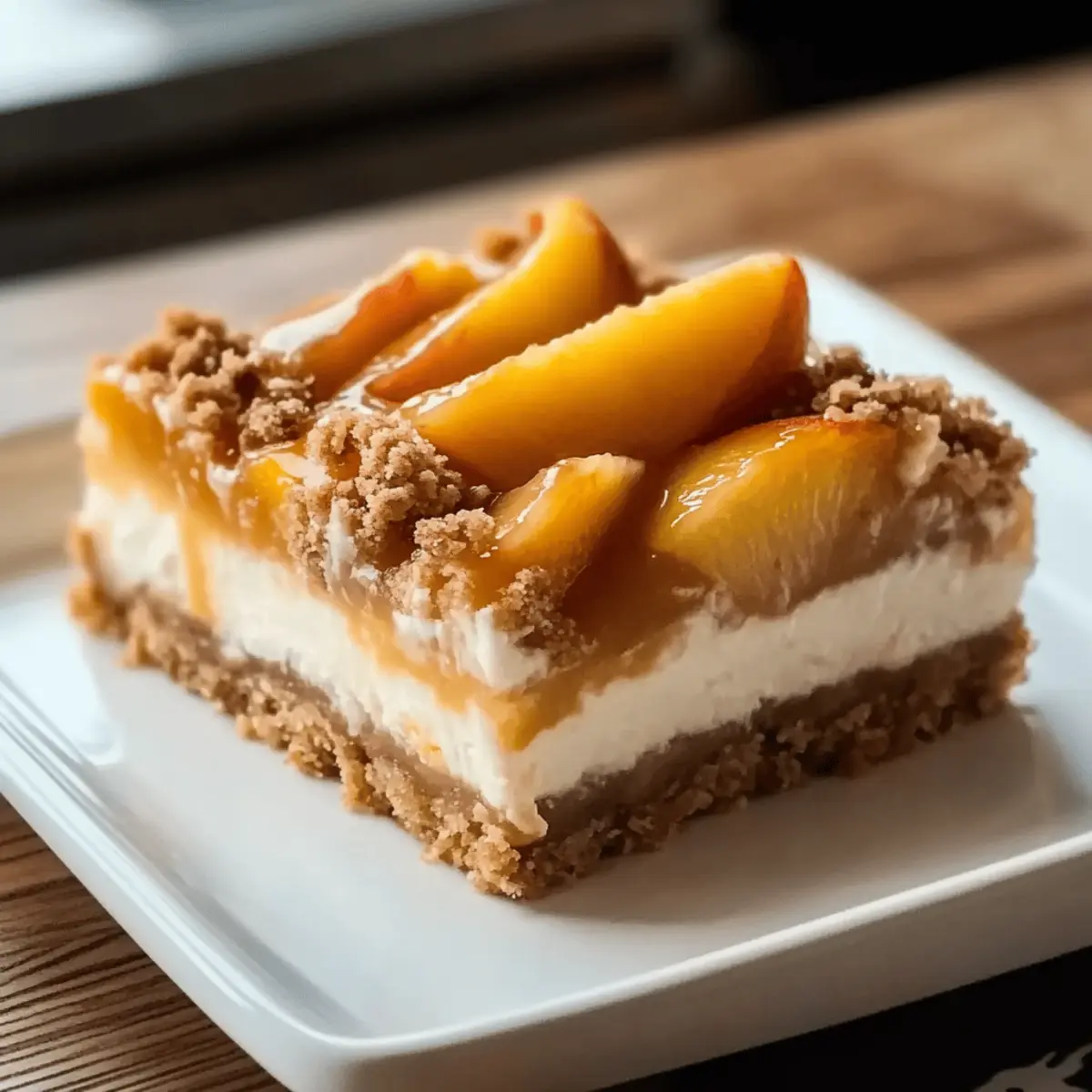 Peach Cobbler Cheesecake Bars