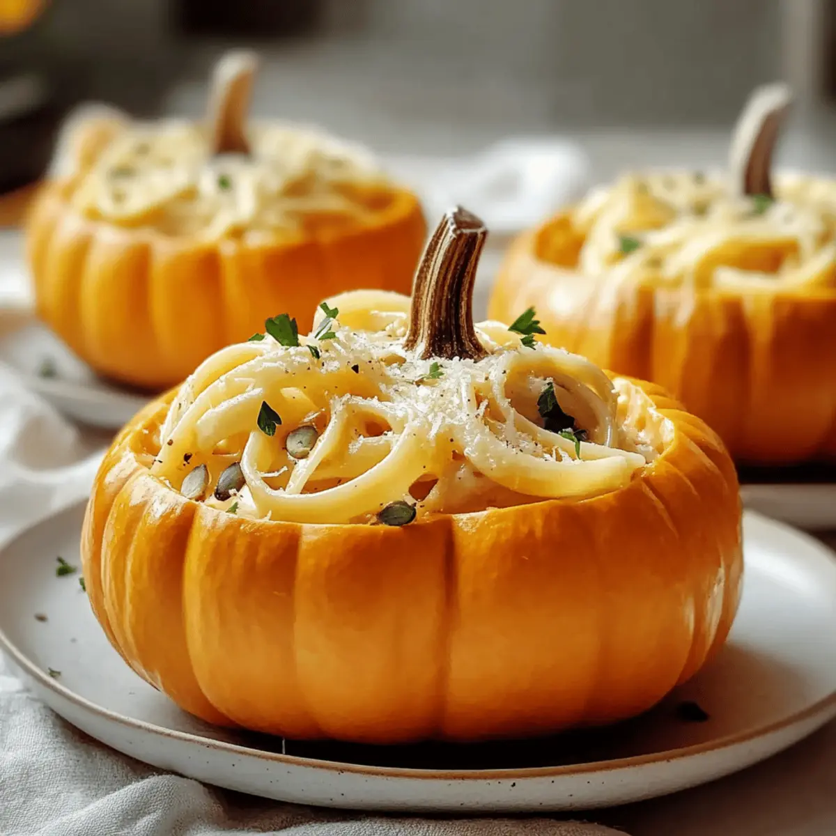 Pumpkin Alfredo Pasta Cauldrons