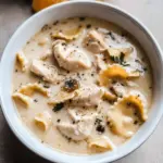Roasted Garlic White Chicken Lasagna Soup