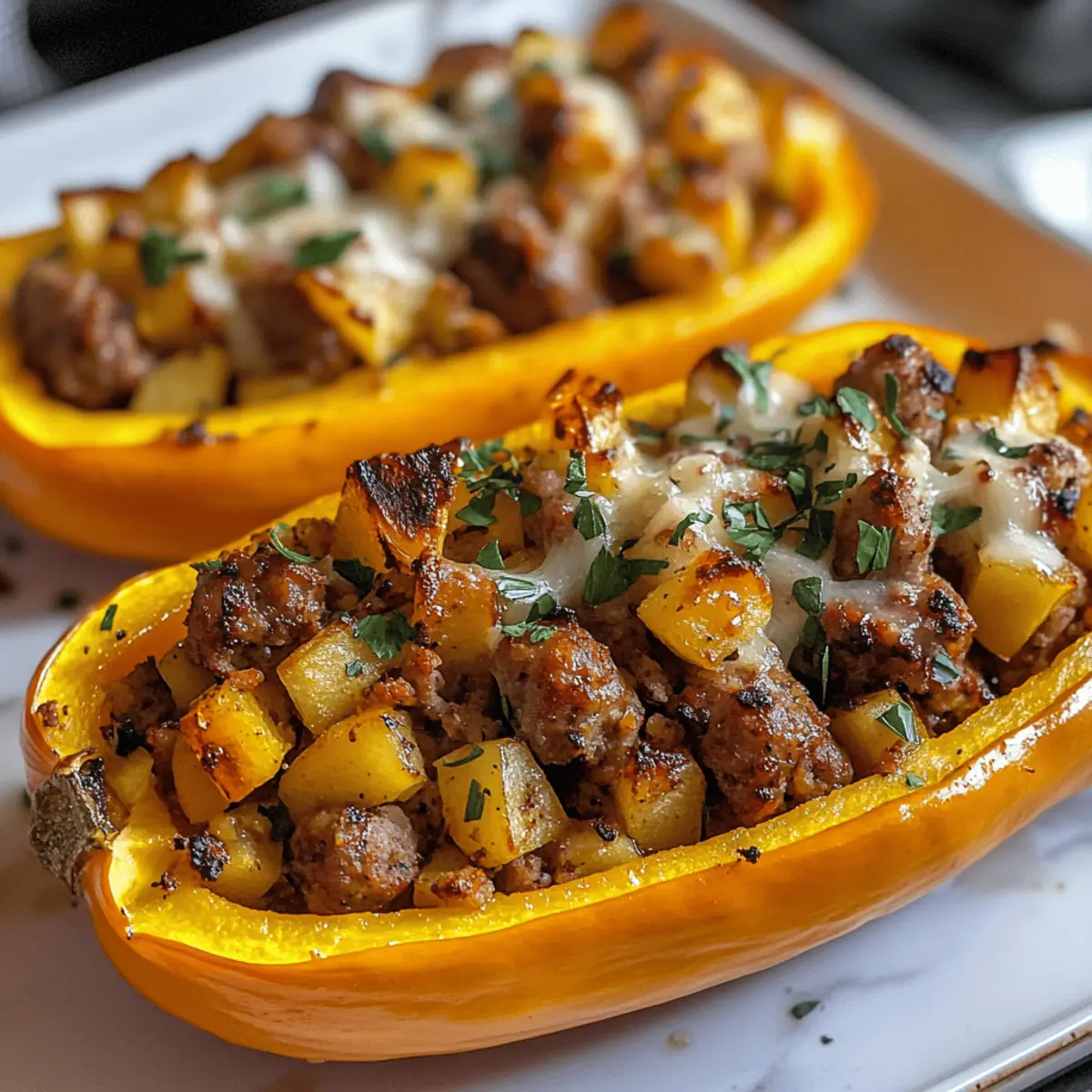 Sausage and Apple Stuffed Honeynut Squash