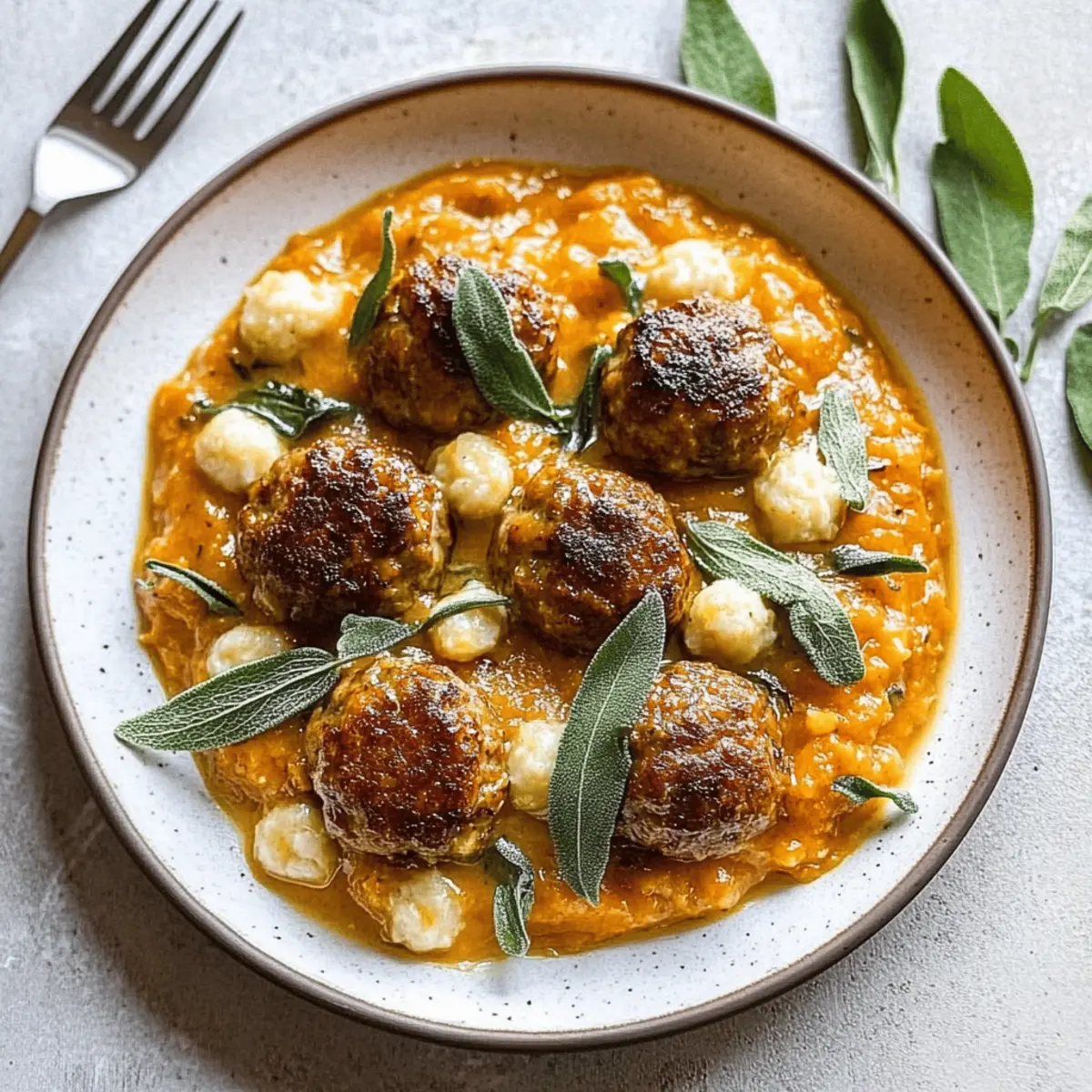 Turkey Meatballs in Pumpkin-Sage Sauce