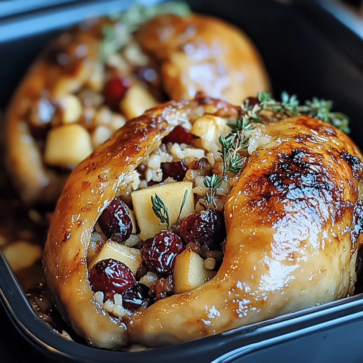 Apple-Cranberry Stuffed Cornish Hens