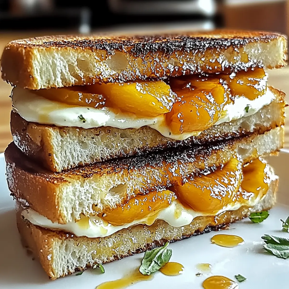Caramelized Peach & Brie Grilled Sandwiches