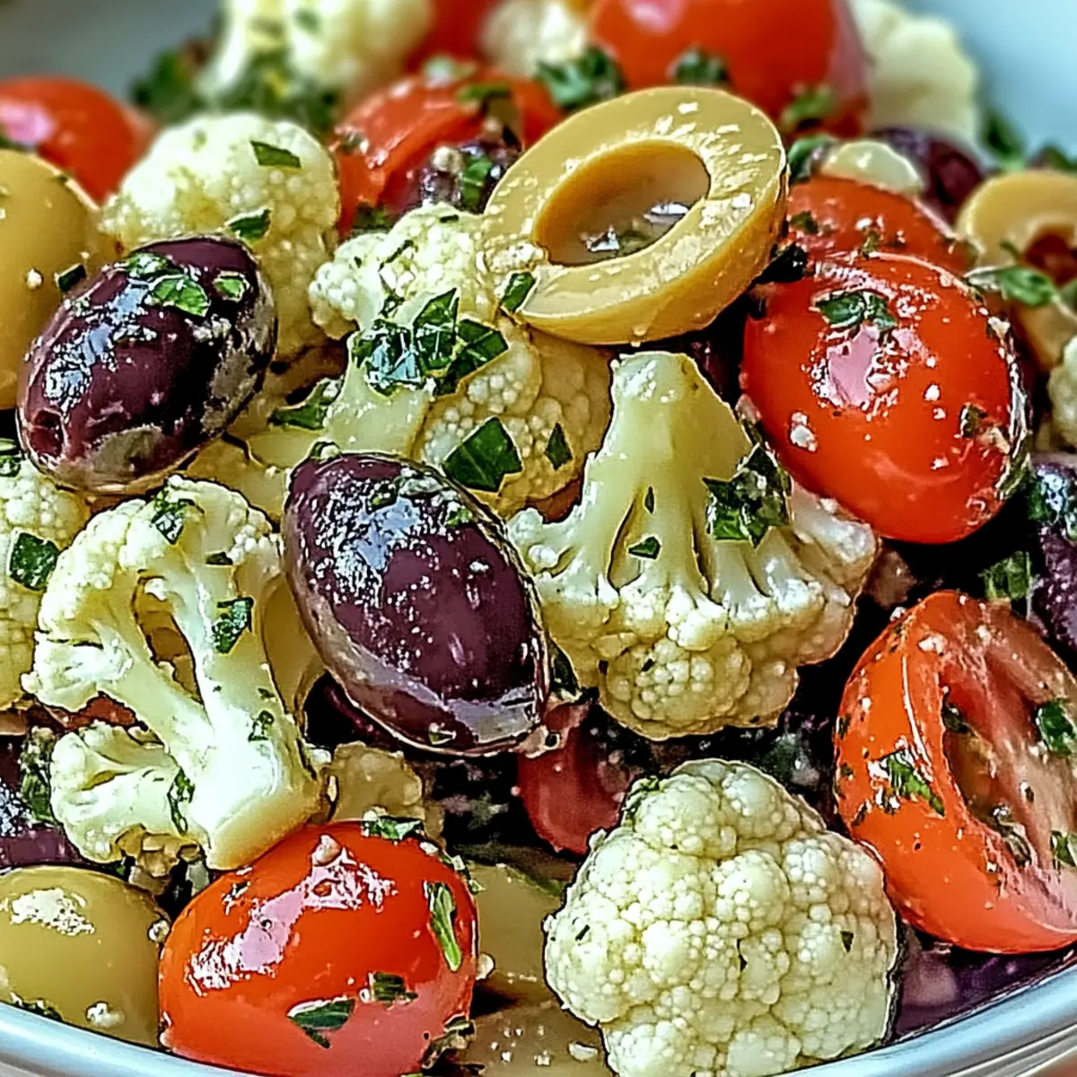 Mediterranean Marinated Cauliflower Salad Side