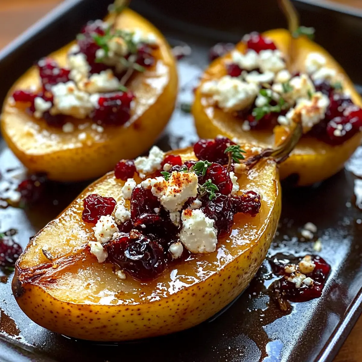 Baked Pears Feta Honey Cranberries