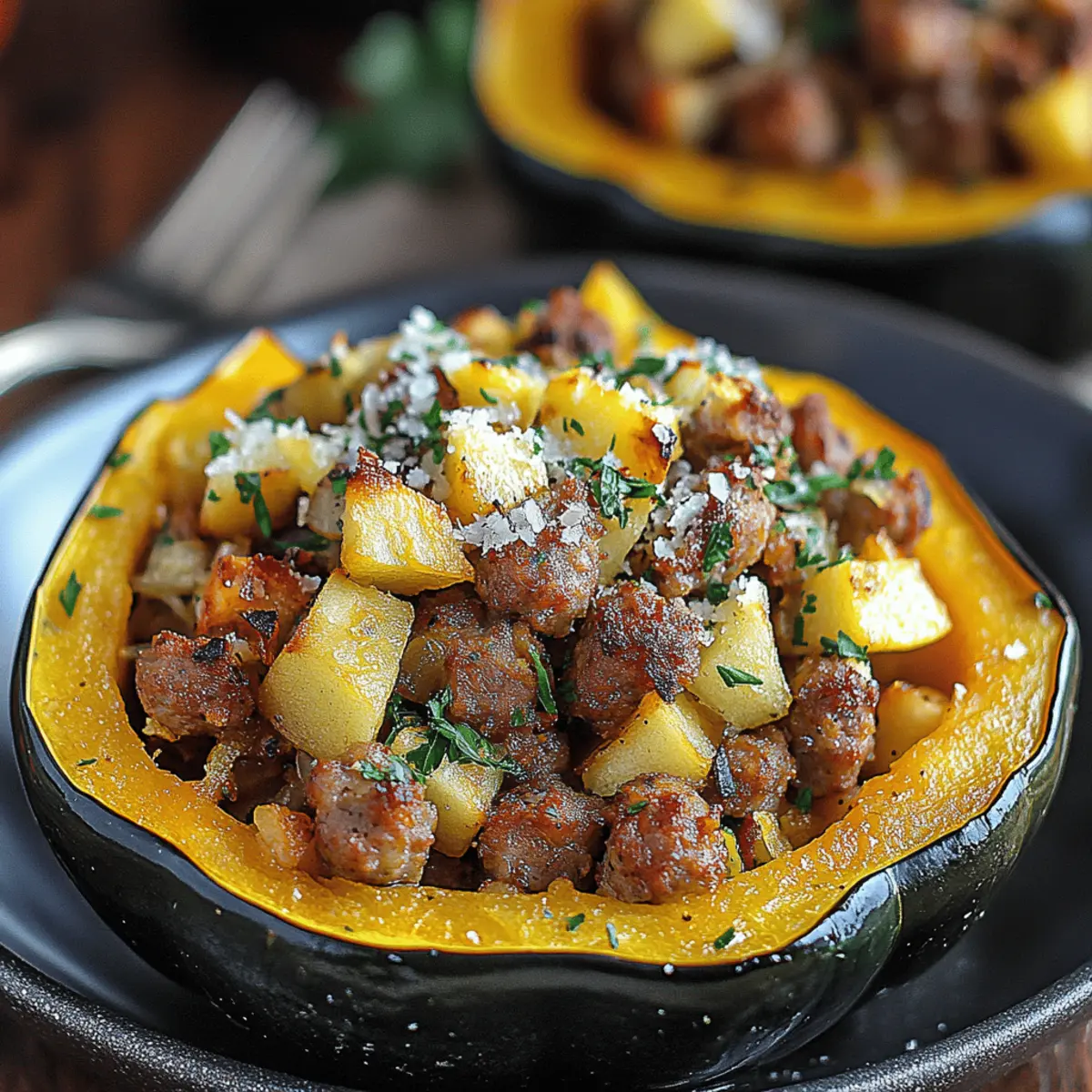 Apple and Sausage Stuffed Acorn Squash