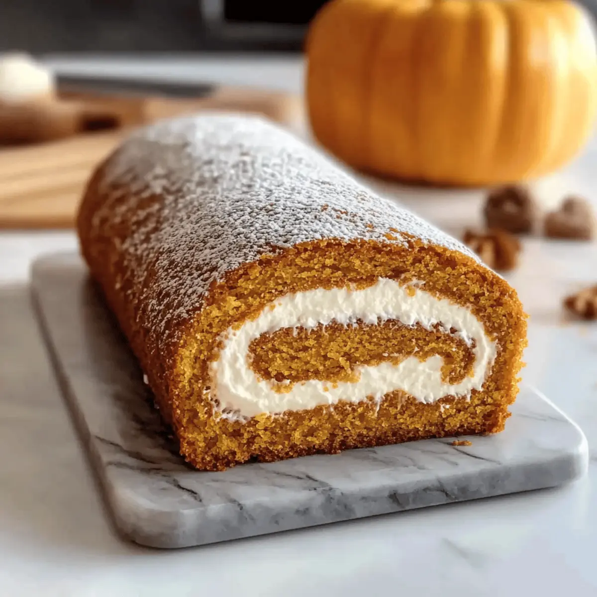 Creamy Pumpkin Spice Roll Cake