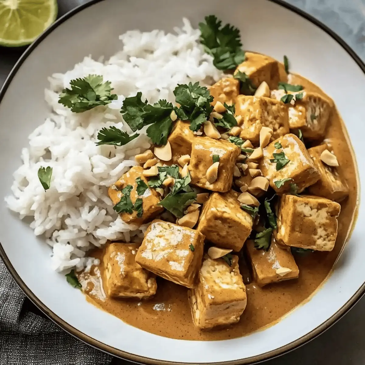 Peanut Tofu with Coconut Rice