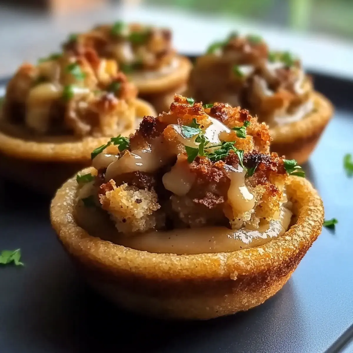 Muffin Tin Turkey & Stuffing Cups With Gravy