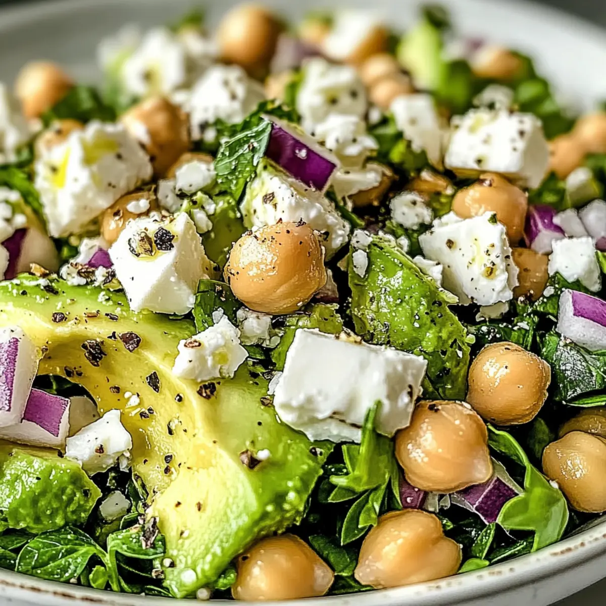 Chickpea Feta Avocado Salad Bowl