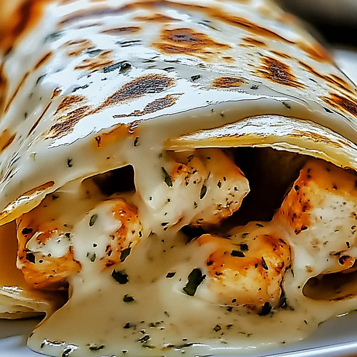 Ooey-Gooey Cheesy Garlic Chicken Wraps