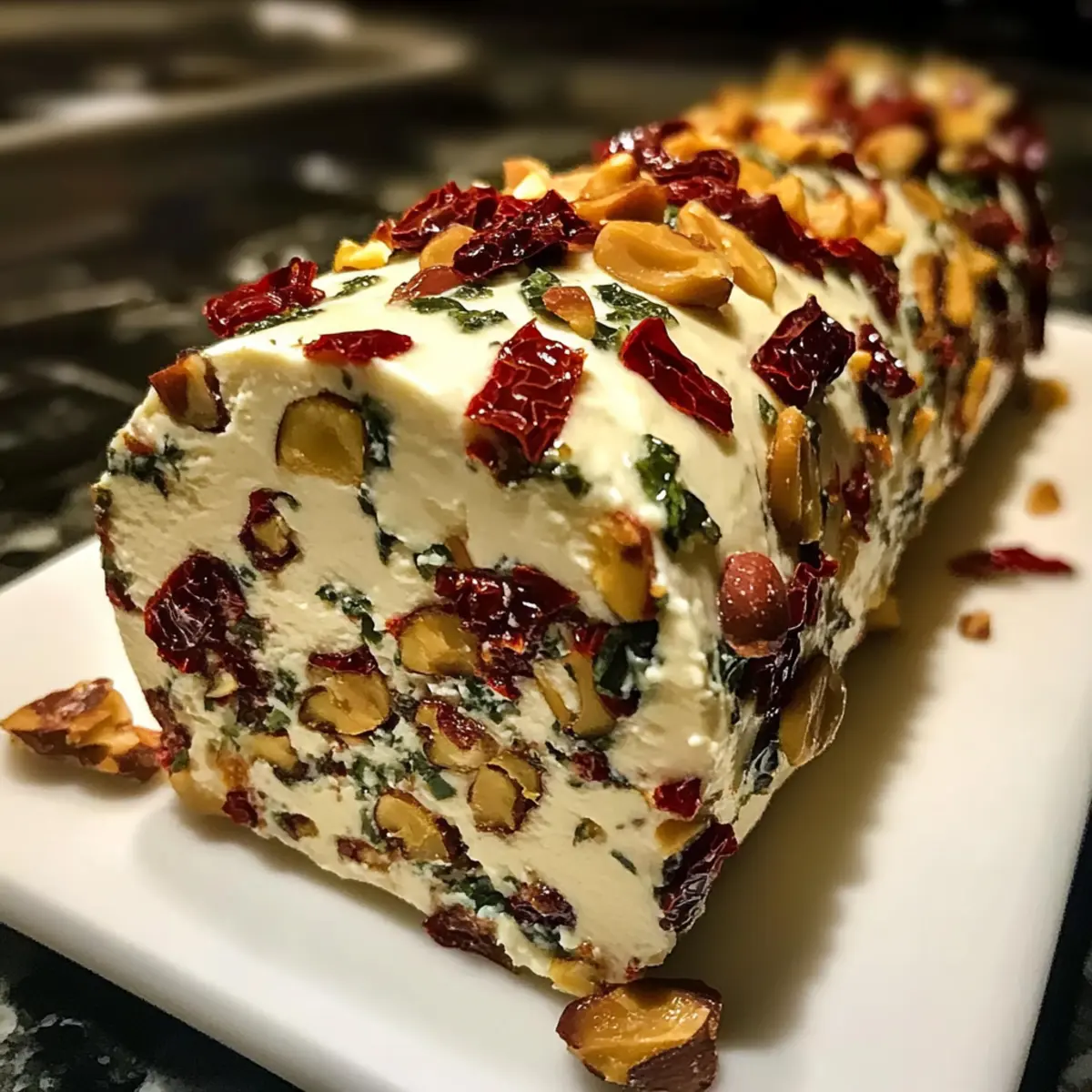 Festive Holiday Antipasto Cream Cheese Log