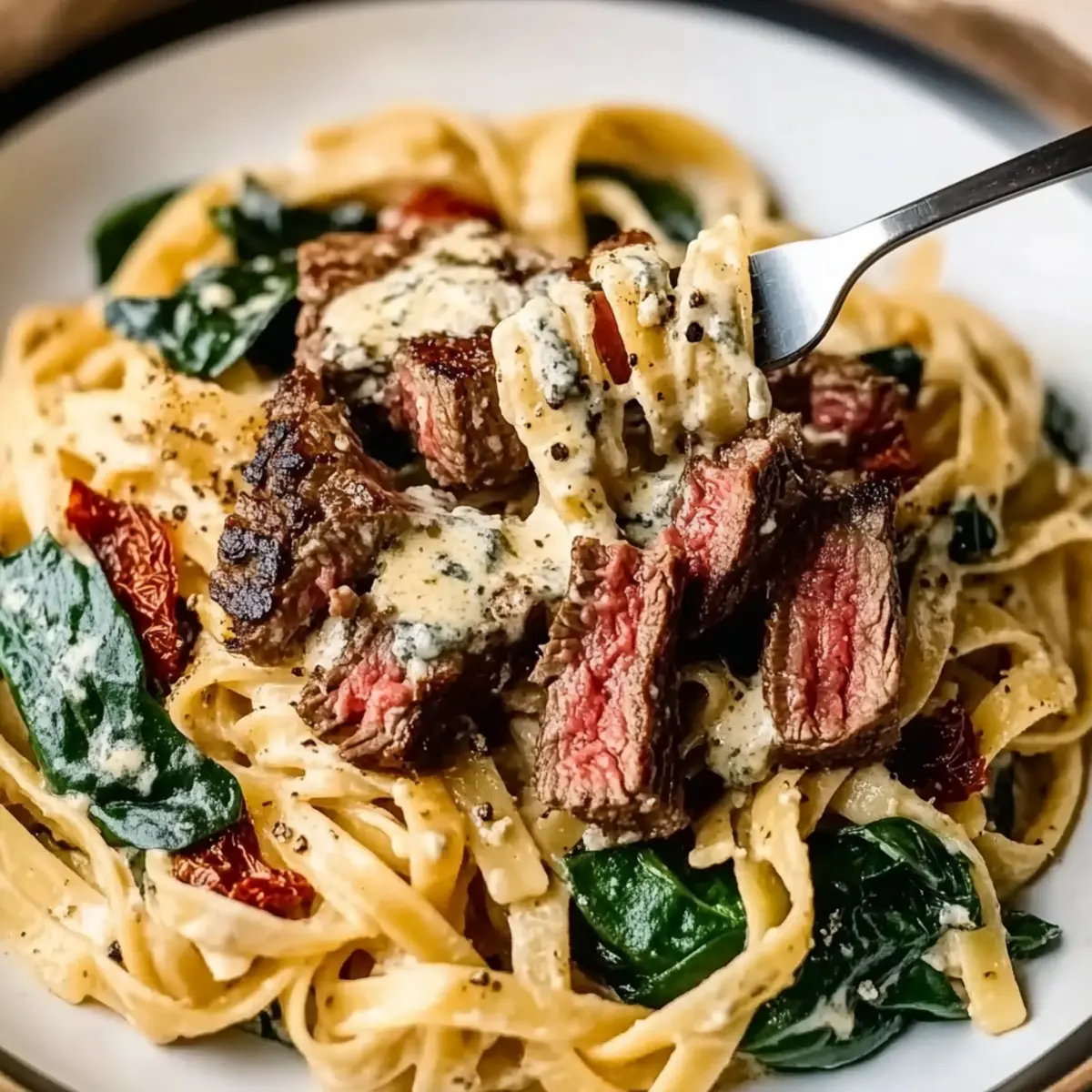 Restaurant-Style Steak Gorgonzola Pasta