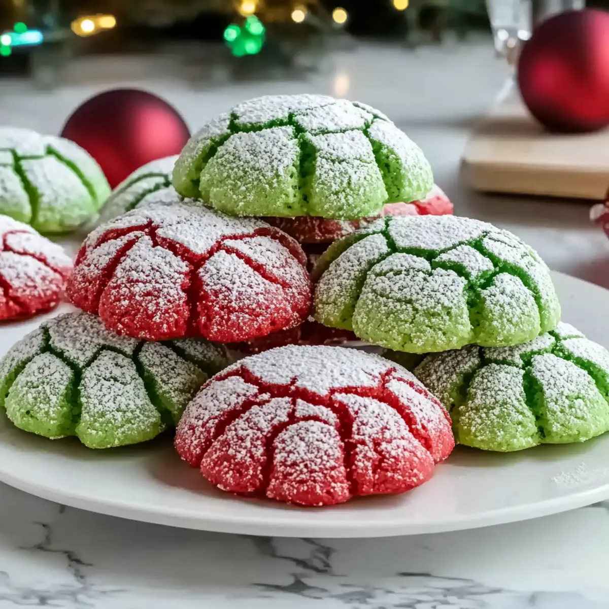 Festive Red & Green Crinkle Cookies