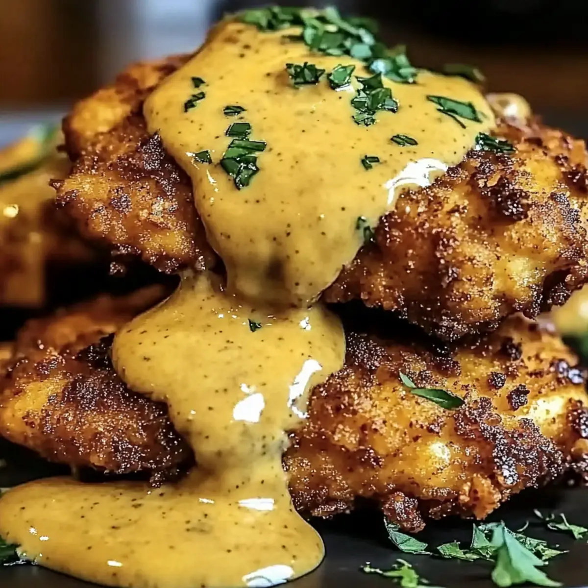 Pretzel Chicken with Mustard-Cheddar Sauce