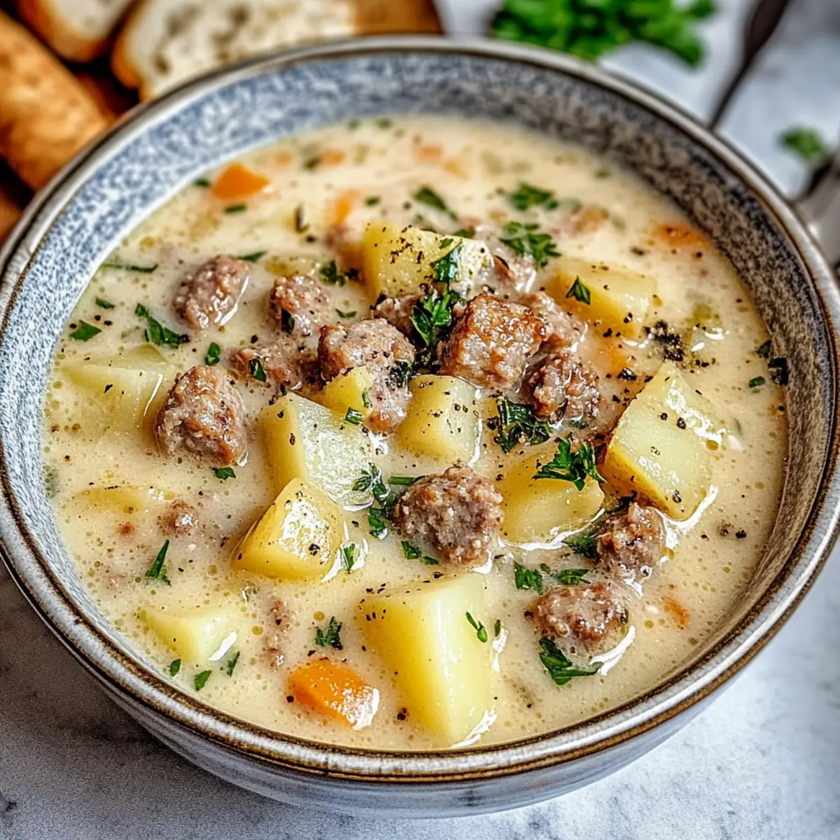 Potato and Sausage Chowder Bowl