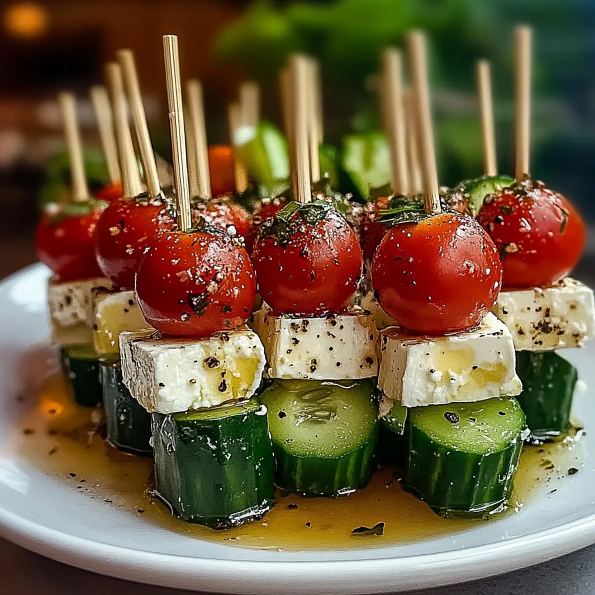 Greek Feta & Cucumber Bite Skewers