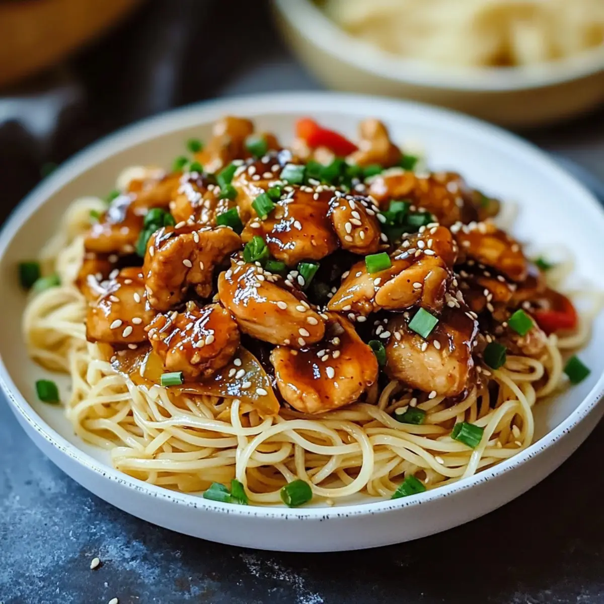 Sticky Garlic Chicken Noodles