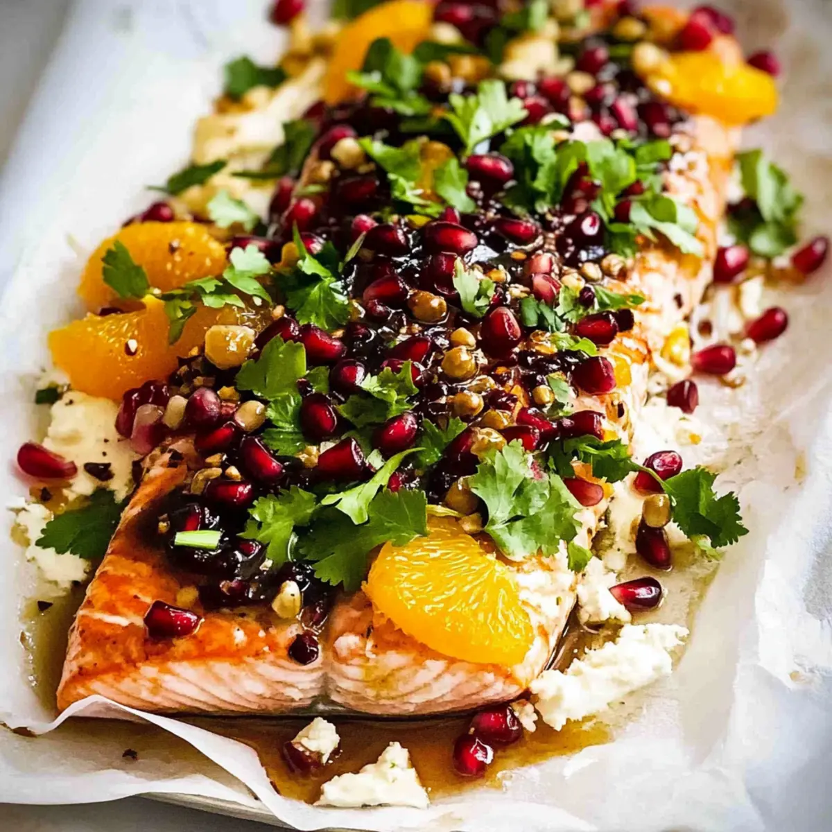 Christmas Citrus Pomegranate Baked Salmon