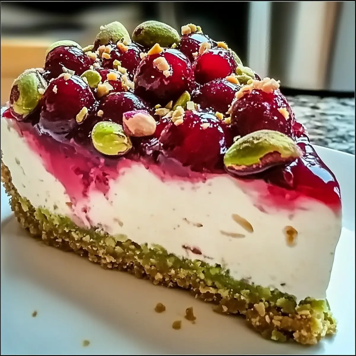 Cherry Pistachio Cheesecake