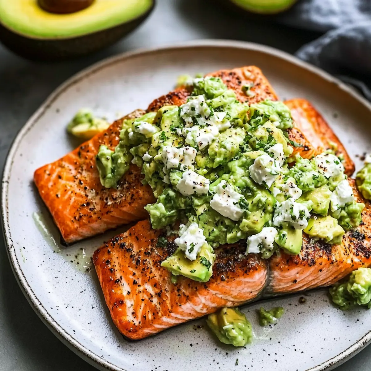 Baked Salmon with Avocado & Feta