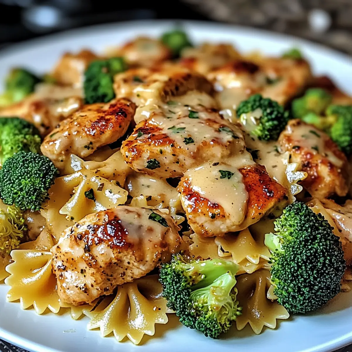 Cowboy Butter Lemon Bowtie Chicken with Broccoli