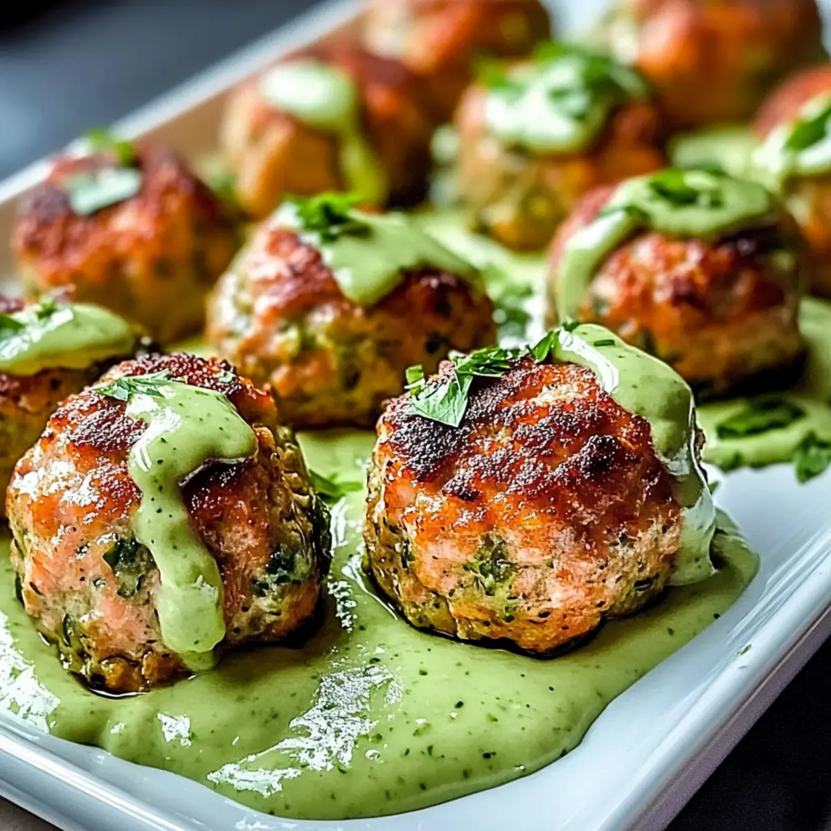 Baked Salmon Meatballs with Creamy Avocado Sauce