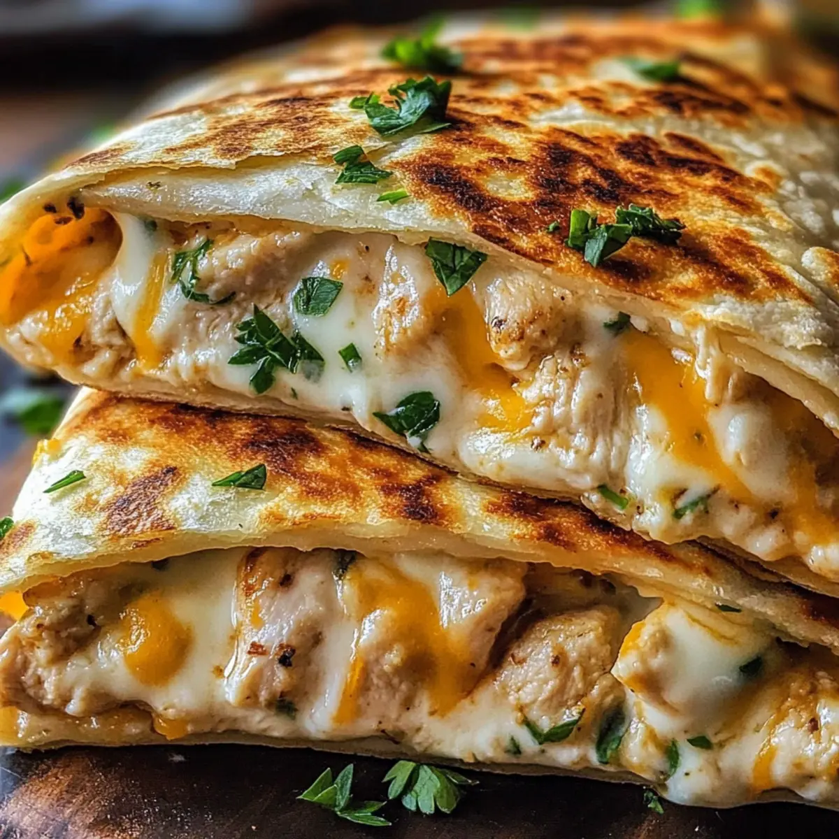 Cheesy Garlic Chicken Wraps