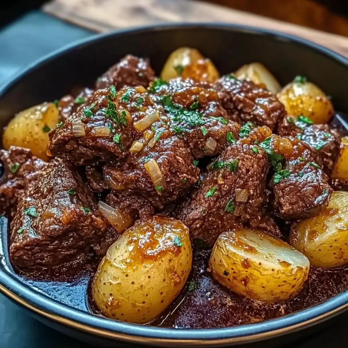 Slow Cooker Garlic Butter Beef with Potatoes