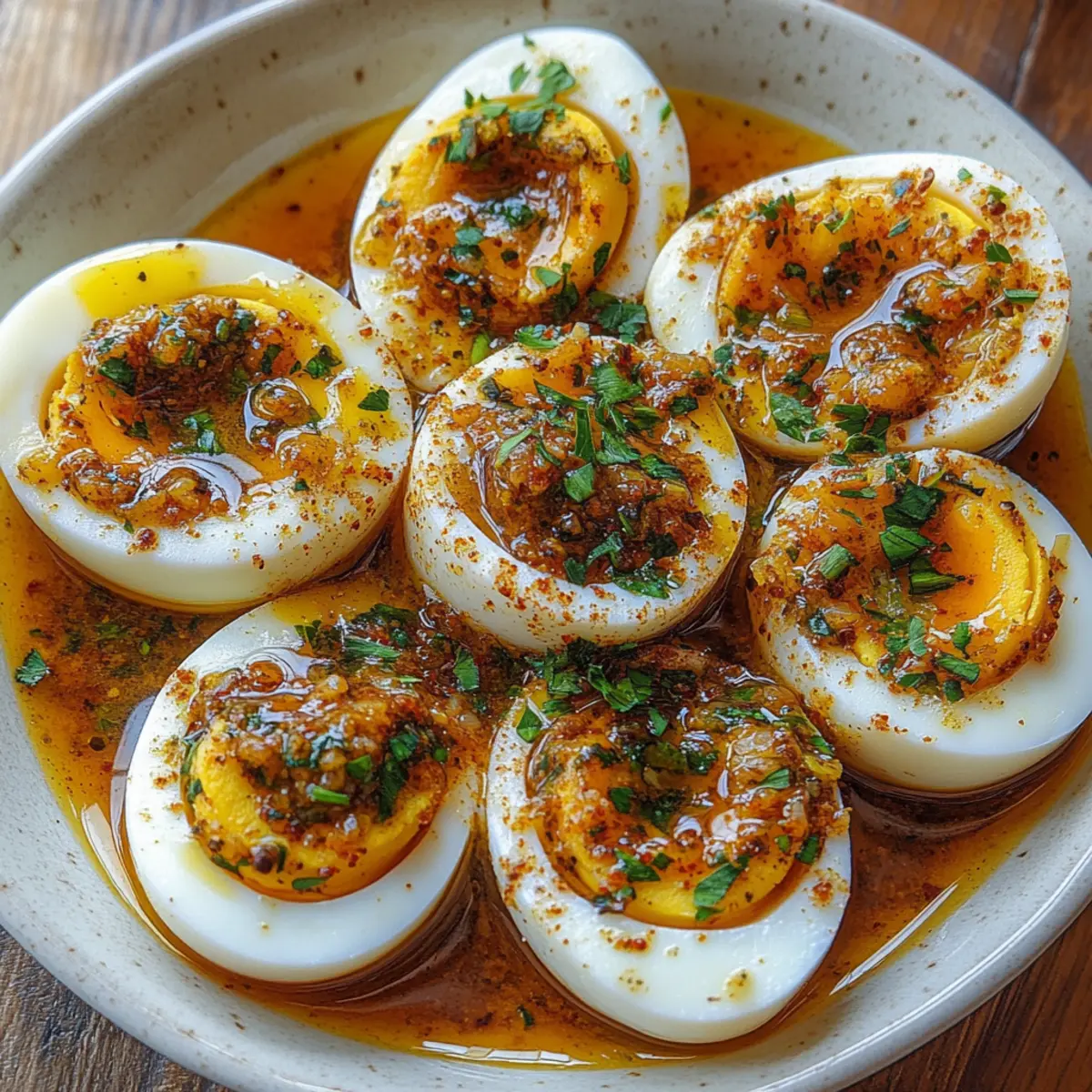 Cajun Boiled Eggs with Spicy Garlic Butter Sauce