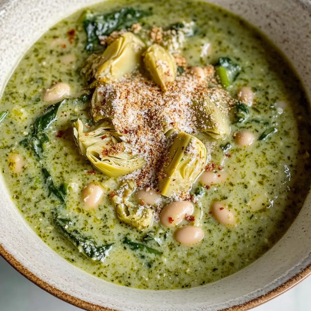 Spinach Artichoke White Bean Soup