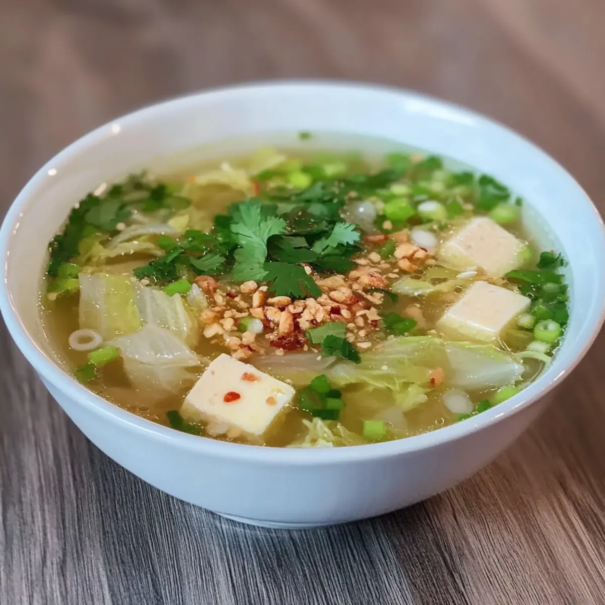 Napa Cabbage with Egg Tofu Soup