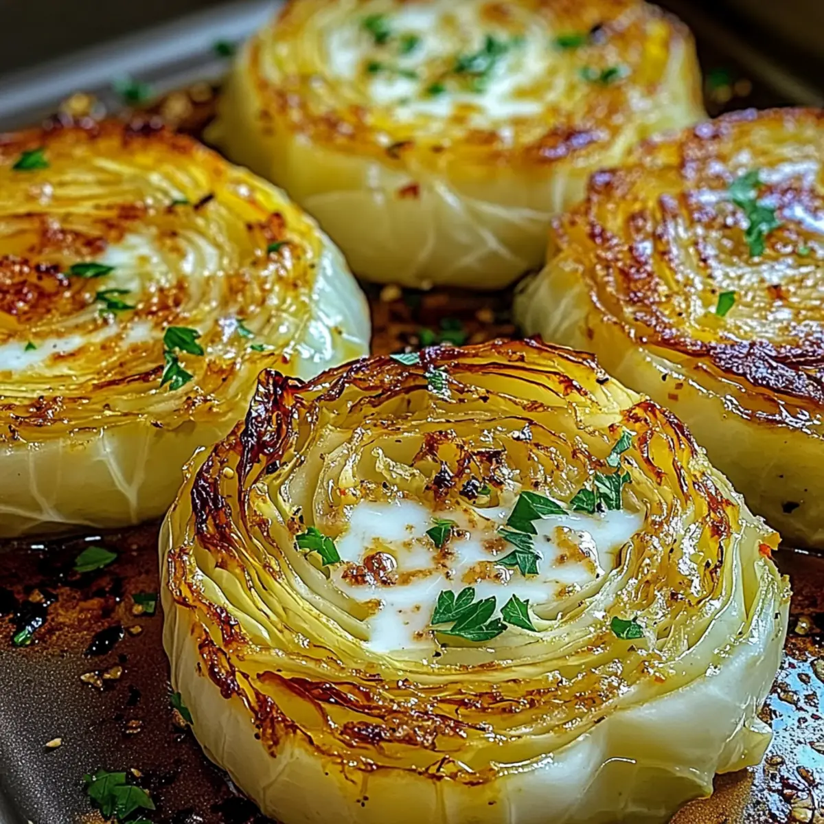 Garlic Butter Roasted Cabbage Steaks